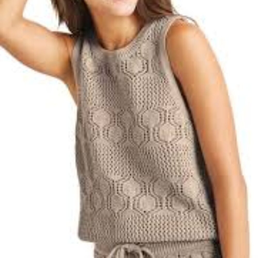 NWT SPLENDIT Celine Crochet Sweater Coordinating Crewneck Tank